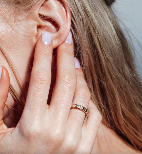 Emerald Bezel Eternity Band